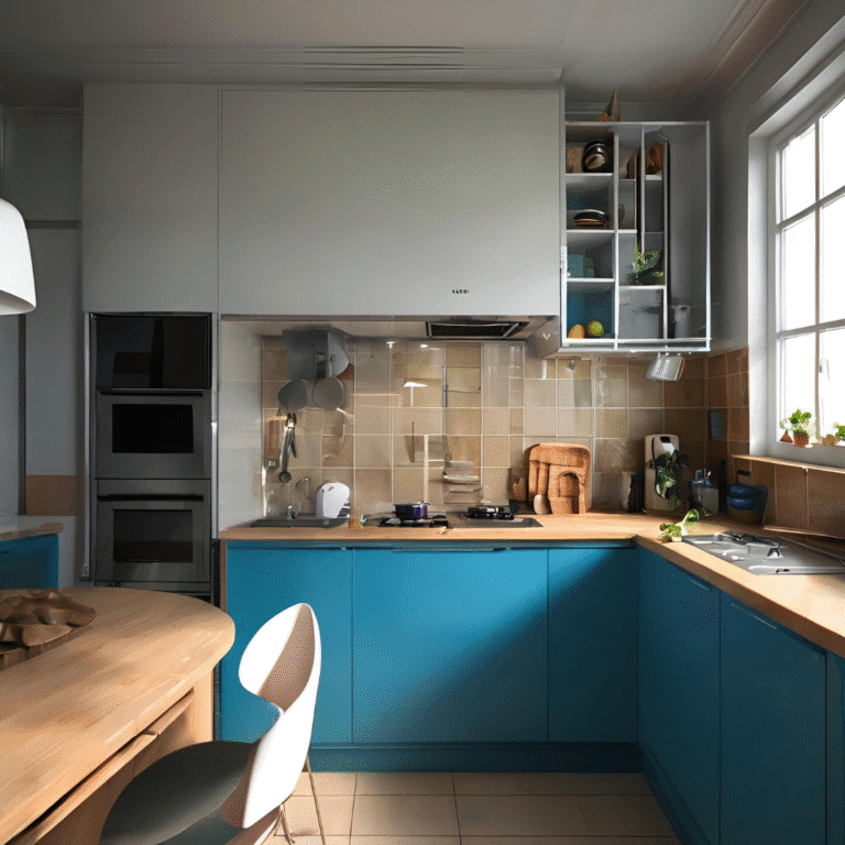 Modern kitchen with white cabinets and marble countertop