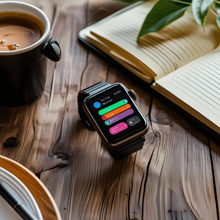Silver smartwatch with leather strap