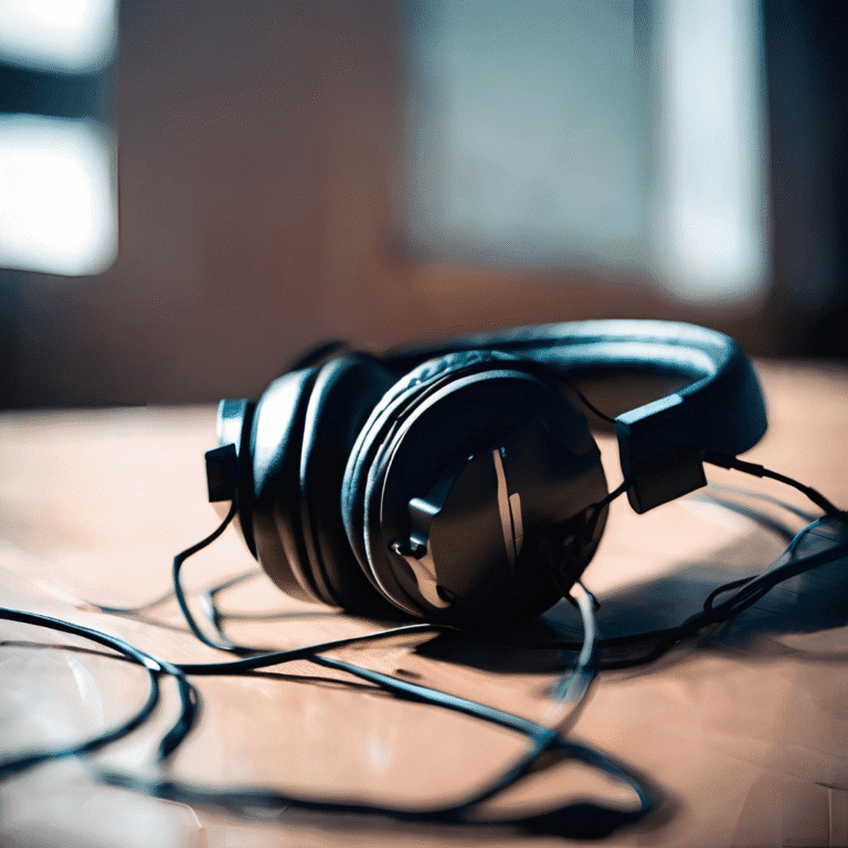 Noise-canceling headphones on a table