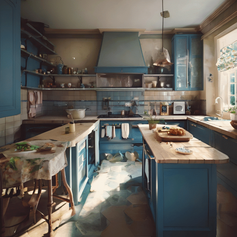Kitchen island with bar stools and pendant lighting