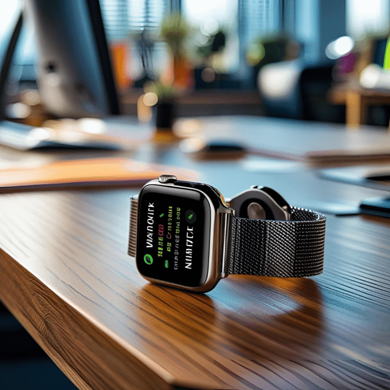 Smartwatch on a workout wrist with green band