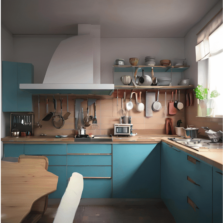 Kitchen countertop with cutting board and fresh vegetables