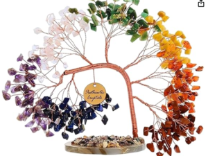 7 Chakra Crystal Tree of Life – Handmade Healing Gemstone Bonsai Trees for Home & Office Décor – Feng Shui Money Tree for Positive Energy, Good Luck & Spiritual for Women